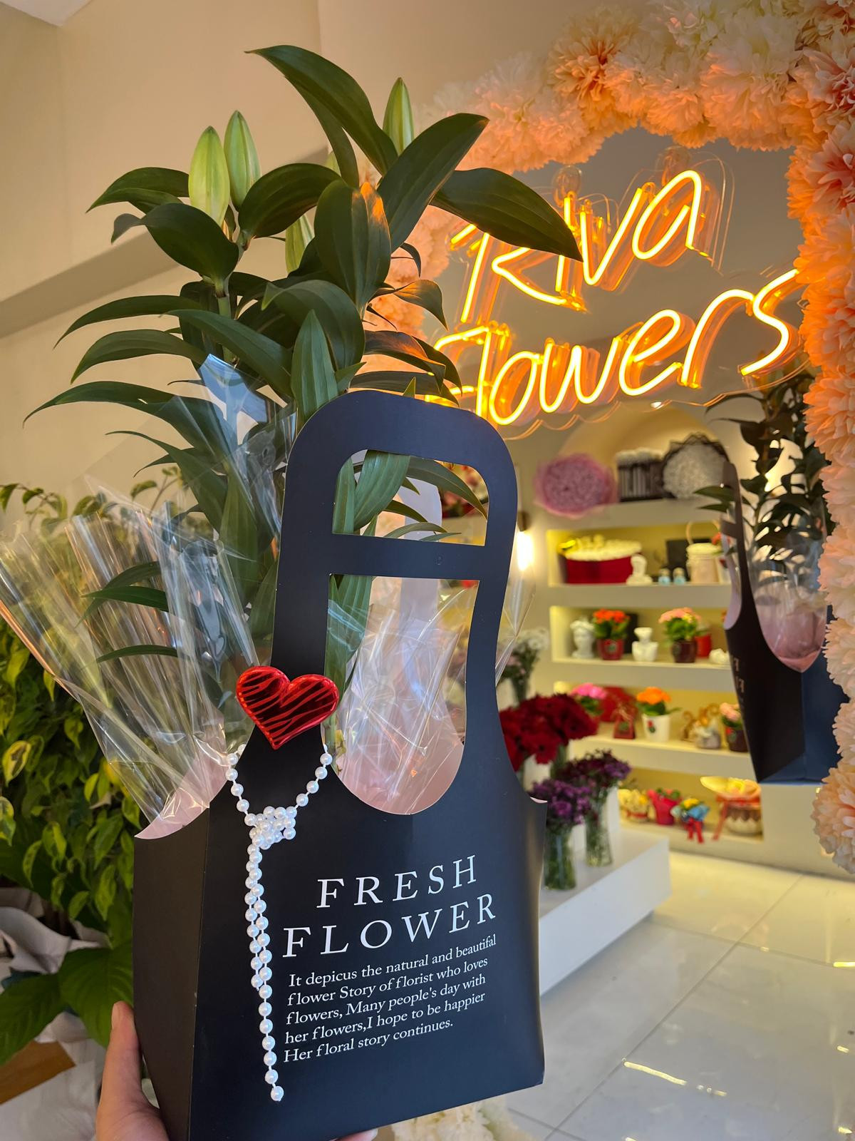 Siyah Çanta Detaylı Saksı Lilyum