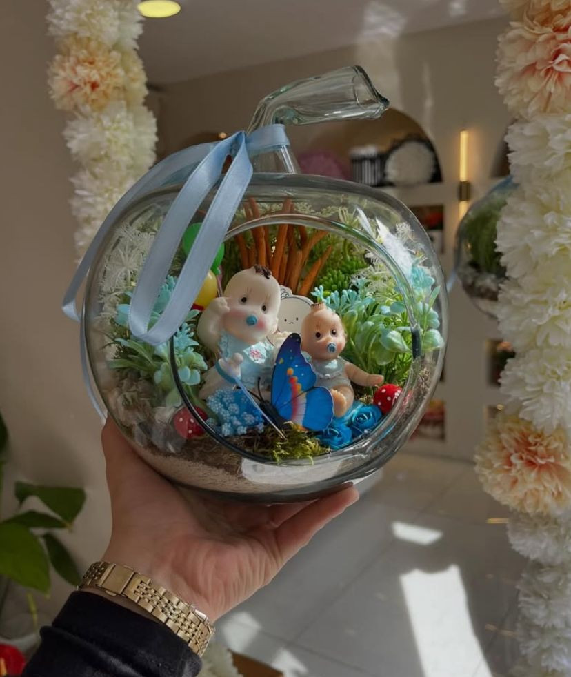 Erkek Bebek Cam Fanus Teraryum